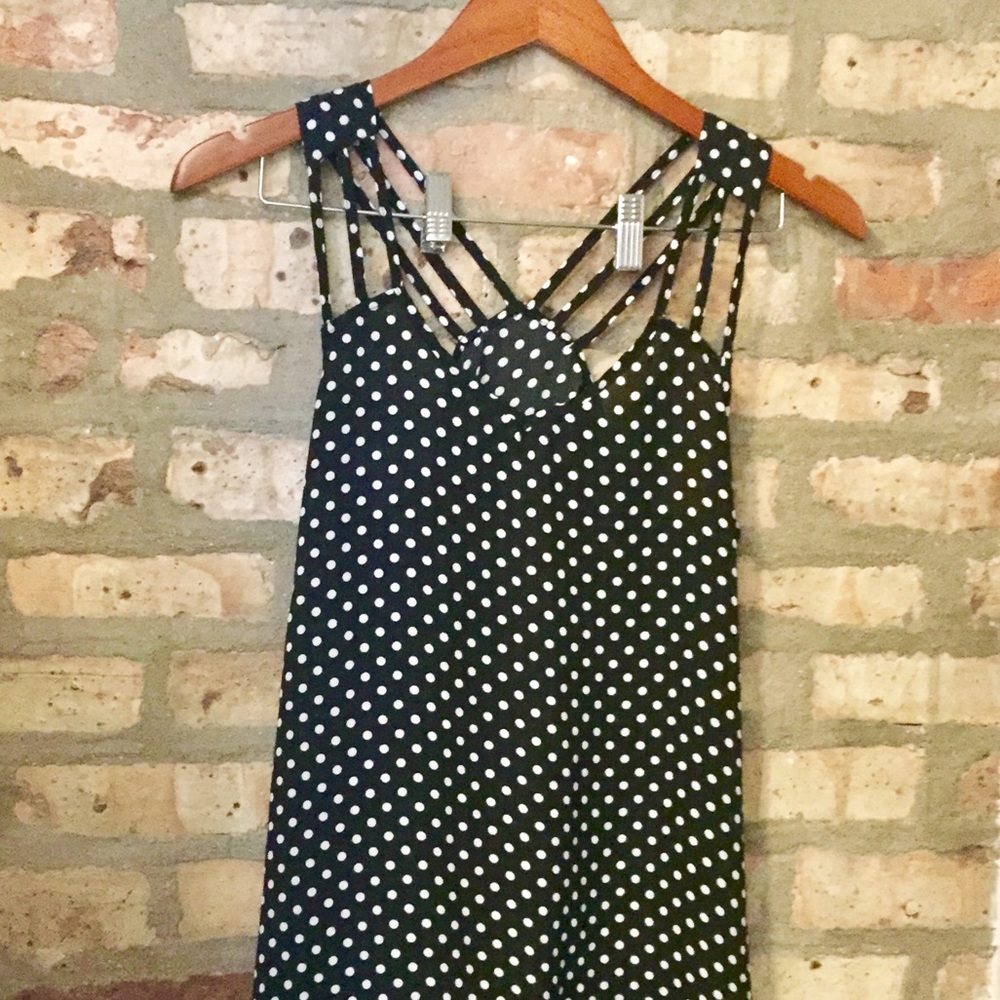 Unique black & white polka dot tank top